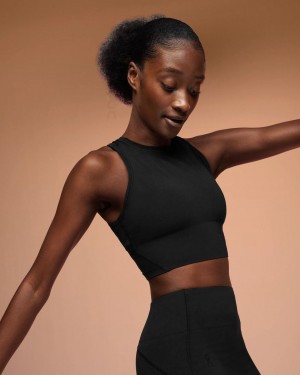 Black On Movement Crop Women's Tank | USA_ON8751