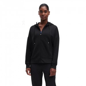 Black On Zipped Women's Hoodie | USA_ON8044