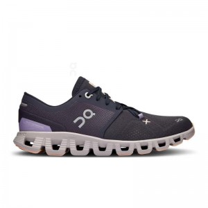 Black / Purple On Cloud X 3 Women's Road Running Shoes | USA_ON8292