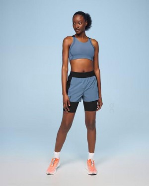 Blue / Black On Active Women's Shorts | USA_ON9061