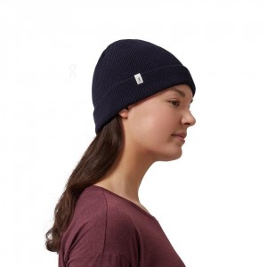 Navy On Merino Women's Beanie | USA_ON8028