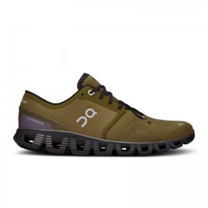 Olive / Purple On Cloud X 3 Men's Road Running Shoes | USA_ON8705
