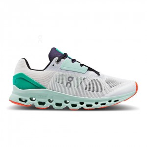 White / Turquoise On Cloudstratus Men's Road Running Shoes | USA_ON8231