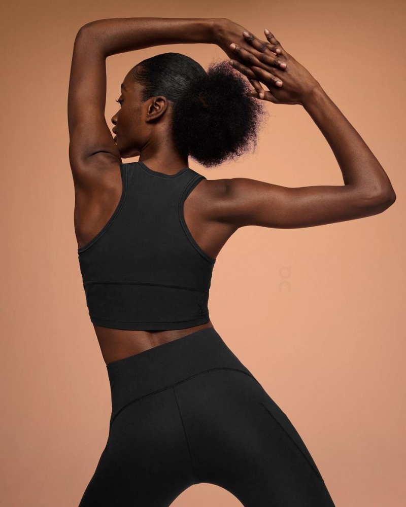 Black On Movement Crop Women's Tank | USA_ON8751