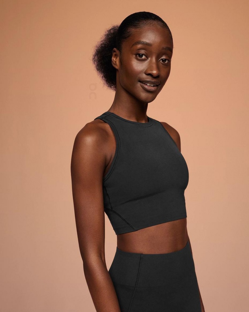 Black On Movement Crop Women's Tank | USA_ON8751