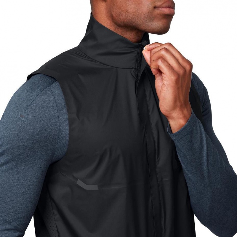 Black On Weather Vest Men's Jackets | USA_ON9067