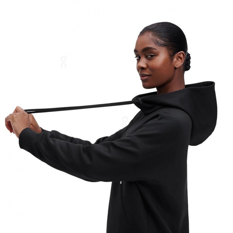 Black On Zipped Women's Hoodie | USA_ON8044
