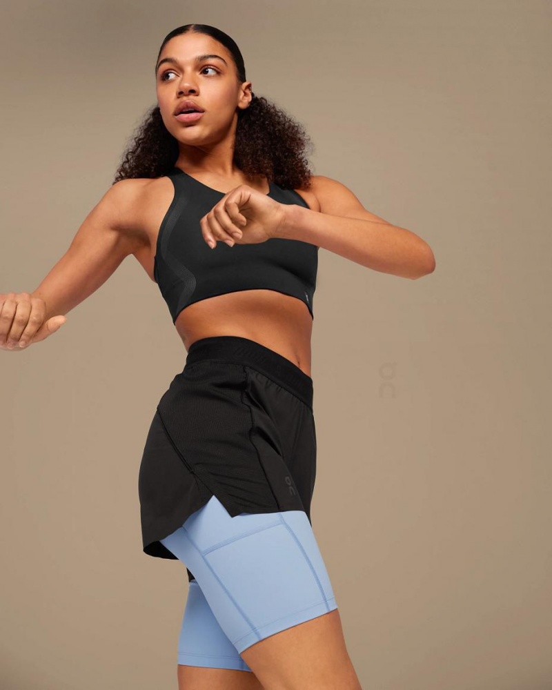 Black / Blue On Active Women's Shorts | USA_ON8681