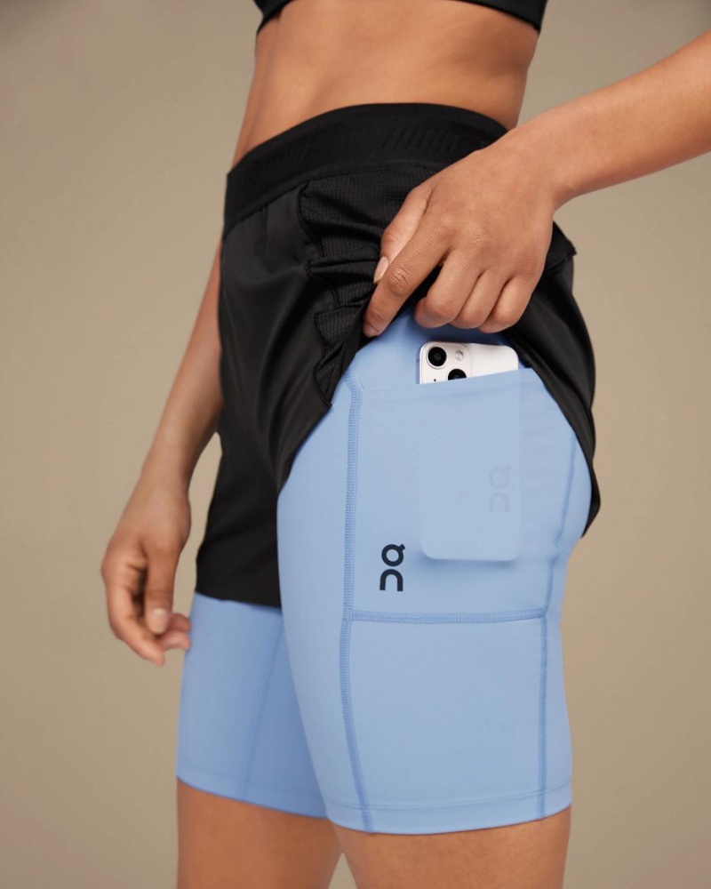 Black / Blue On Active Women's Shorts | USA_ON8681