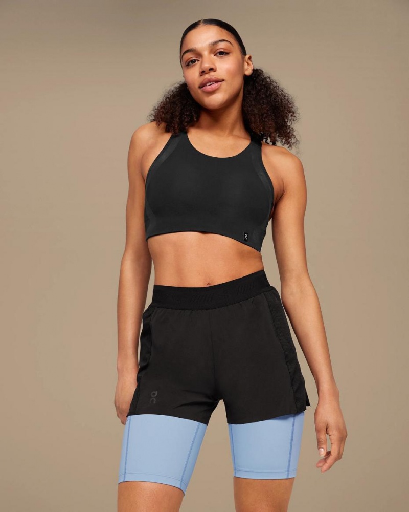 Black / Blue On Active Women's Shorts | USA_ON8681