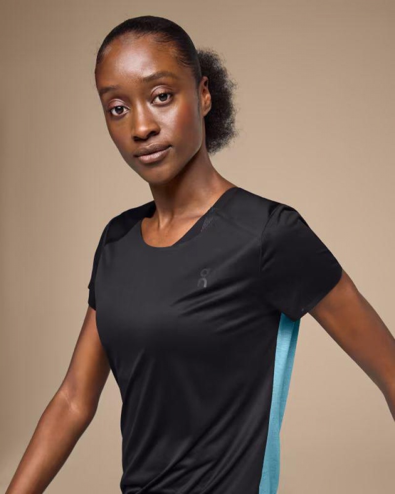 Black / Blue On Performance-T Women's T-shirts | USA_ON9108