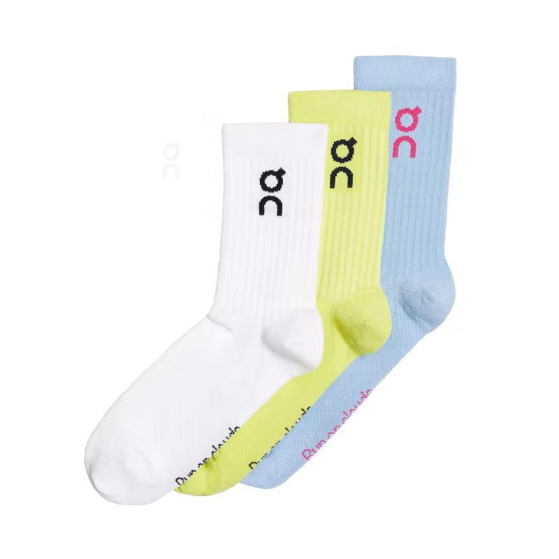 Blue / White / Yellow On Logo 3-Pack Men\'s Socks | USA_ON8610