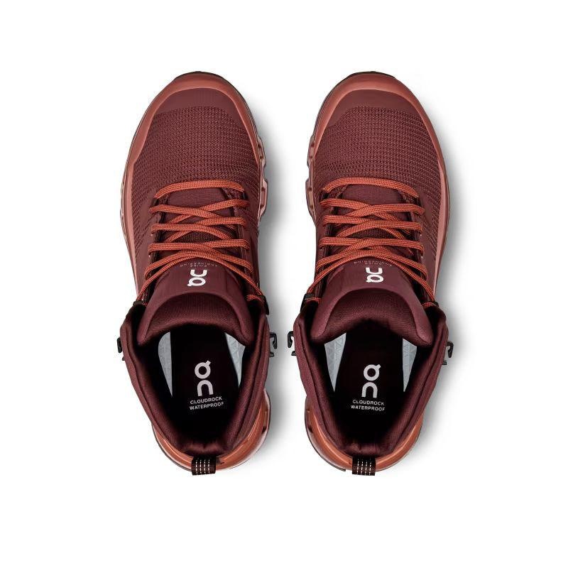 Burgundy On Cloudrock 2 Waterproof Women's Hiking Boots | USA_ON8452