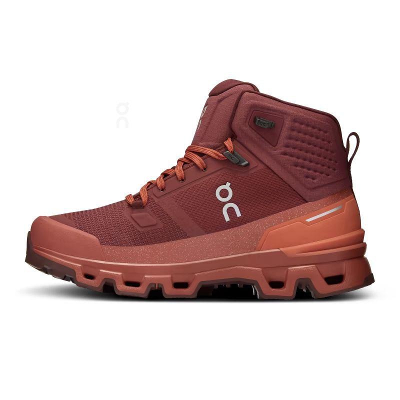 Burgundy On Cloudrock 2 Waterproof Women's Hiking Boots | USA_ON8452