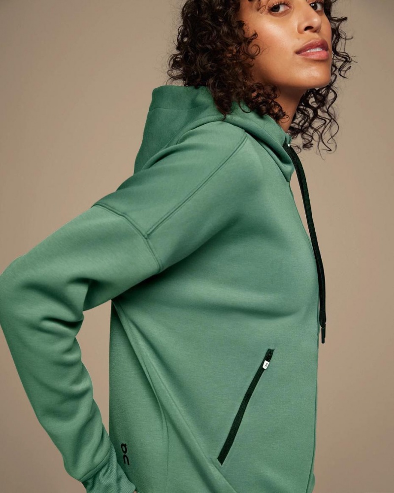 Green On Zipped Women's Hoodie | USA_ON8322