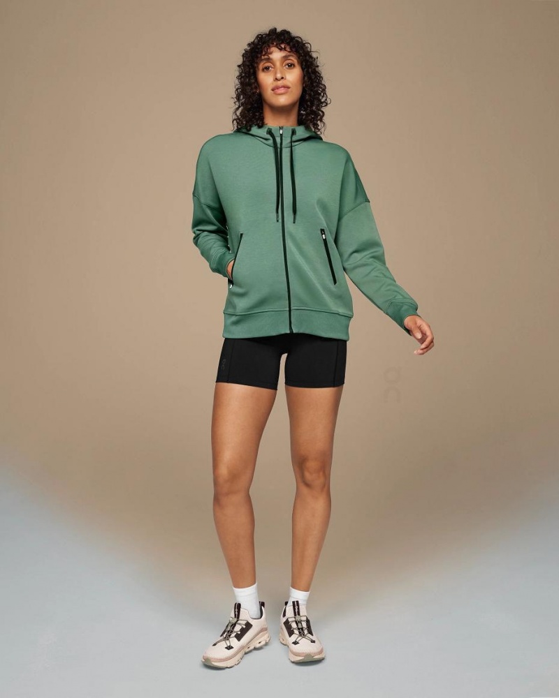 Green On Zipped Women's Hoodie | USA_ON8322