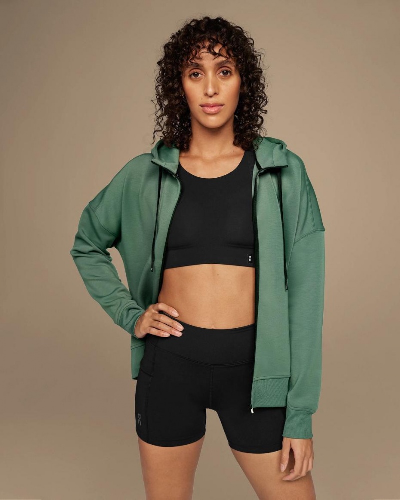 Green On Zipped Women's Hoodie | USA_ON8322