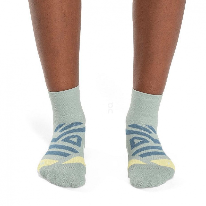 Green / Blue On Performance Mid Men's Socks | USA_ON8270
