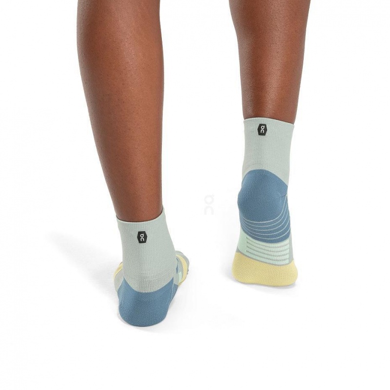 Green / Blue On Performance Mid Men's Socks | USA_ON8270