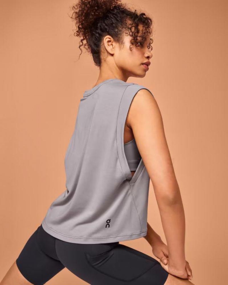 Grey On Focus Crop Women's Tank | USA_ON8704