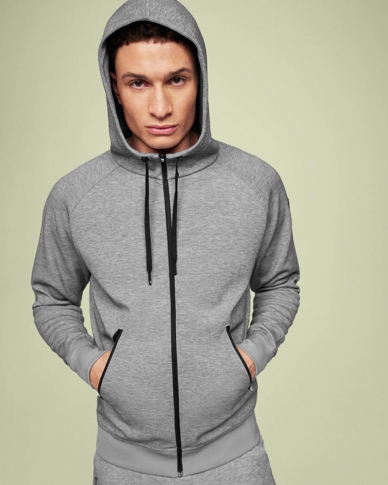 Grey On Zipped Men's Hoodie | USA_ON8632