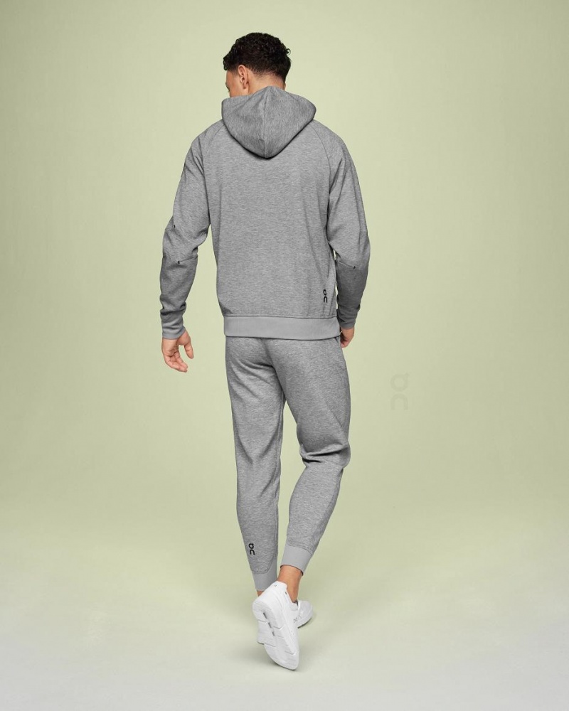 Grey On Zipped Men's Hoodie | USA_ON8632