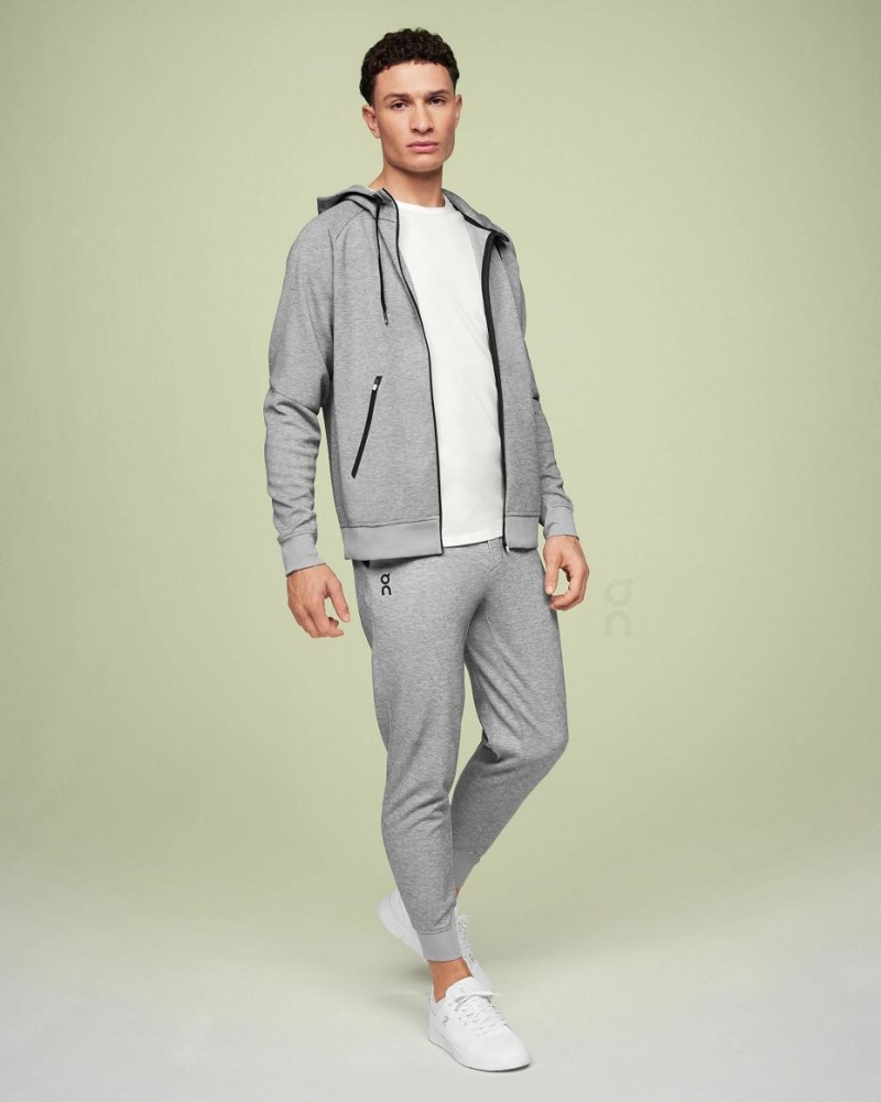 Grey On Zipped Men's Hoodie | USA_ON8632