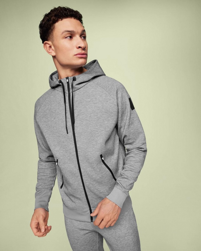 Grey On Zipped Men\'s Hoodie | USA_ON8632