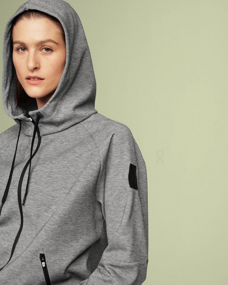 Grey On Zipped Women's Hoodie | USA_ON8580