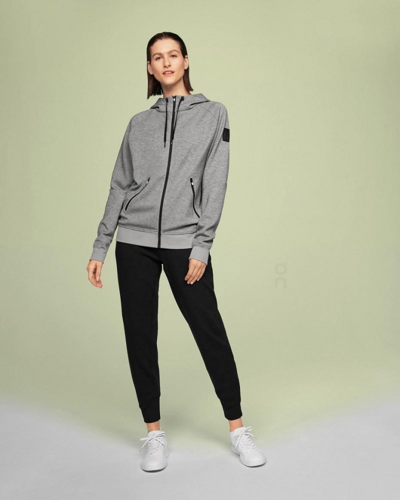Grey On Zipped Women's Hoodie | USA_ON8580