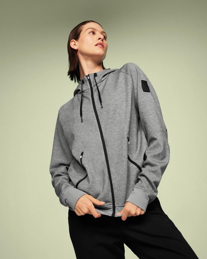 Grey On Zipped Women\'s Hoodie | USA_ON8580