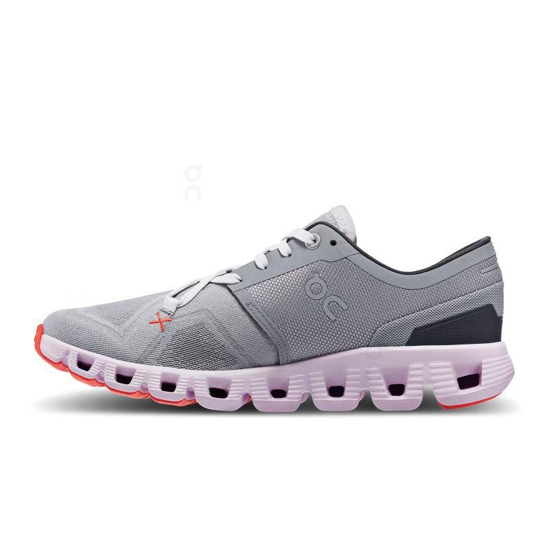 Grey / Purple On Cloud X 3 Women's Road Running Shoes | USA_ON9058