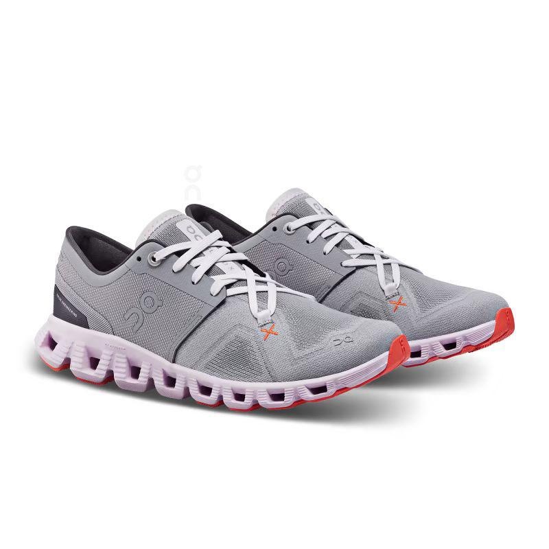 Grey / Purple On Cloud X 3 Women's Road Running Shoes | USA_ON9058
