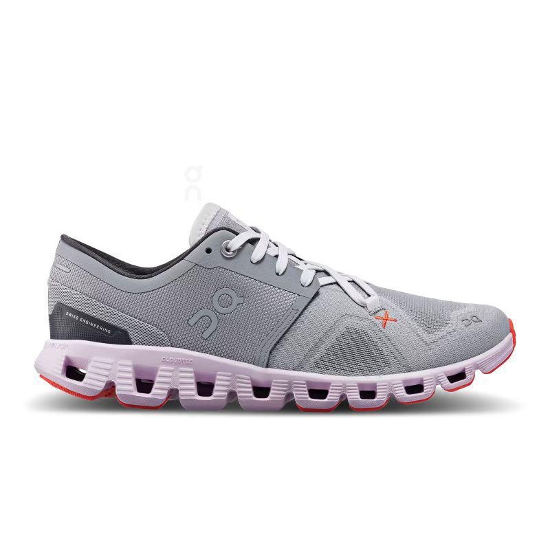 Grey / Purple On Cloud X 3 Women\'s Road Running Shoes | USA_ON9058