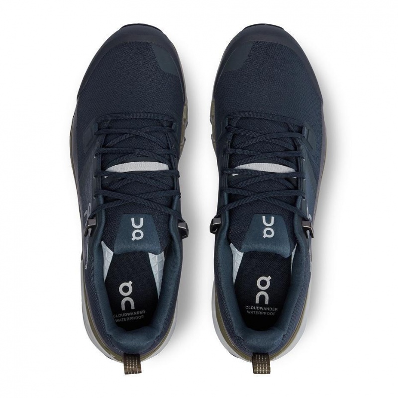 Navy On Cloudwander Waterproof Men's Hiking Shoes | USA_ON8408