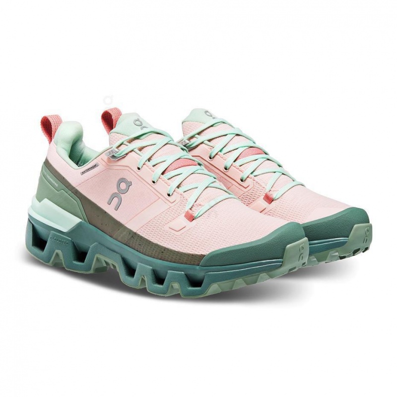 Pink / Green On Cloudwander Waterproof Women's Hiking Shoes | USA_ON8826