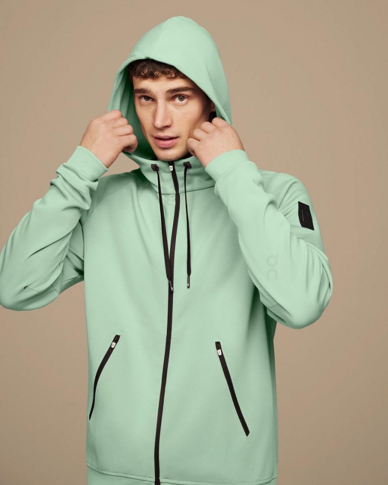 Turquoise On Zipped Men's Hoodie | USA_ON9099