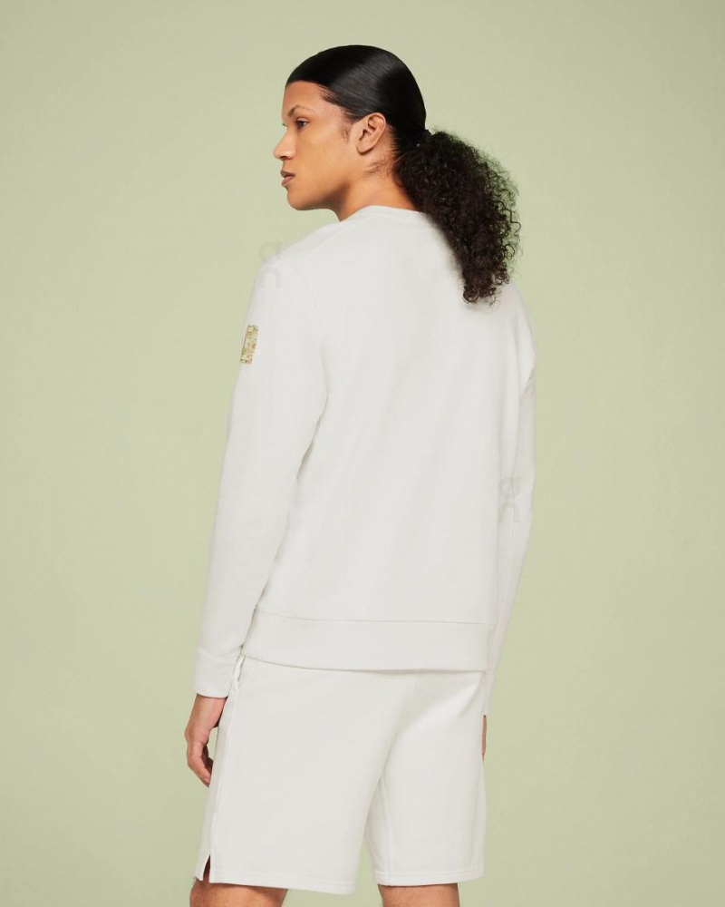 White On Crew Neck Men's Sweatshirts | USA_ON1181