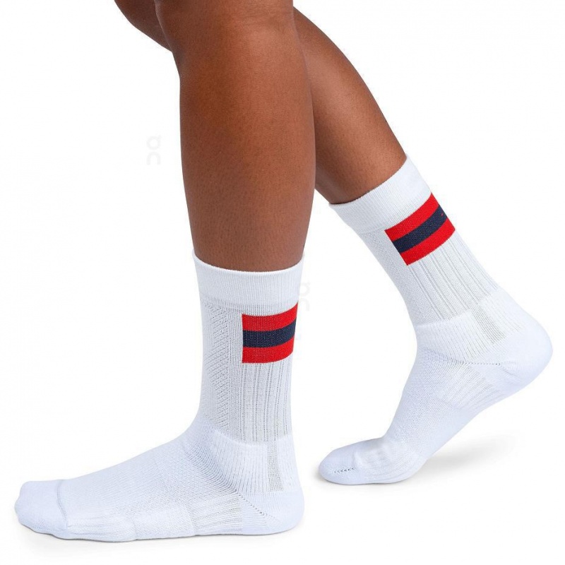 White / Red On Tennis Men's Socks | USA_ON8921