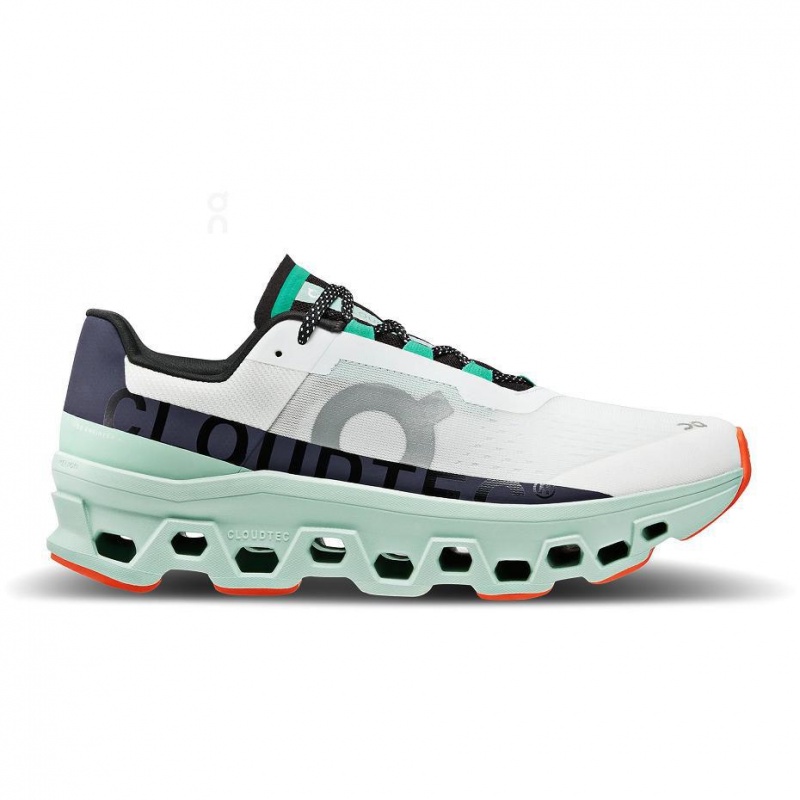White / Turquoise On Cloudmonster Men\'s Road Running Shoes | USA_ON8987