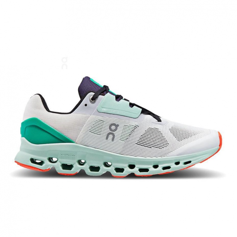 White / Turquoise On Cloudstratus Men\'s Road Running Shoes | USA_ON8231